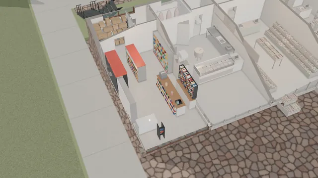 Ejemplo de distribución y equipamiento del local comercial 1, disponible para alquilar.