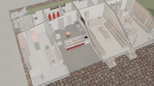 Ejemplo de distribución y equipamiento del local comercial 2, disponible para alquilar.