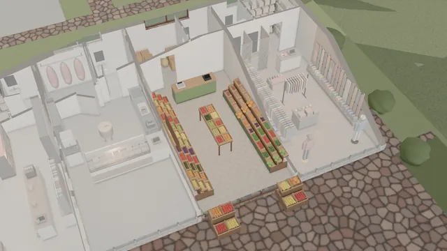 Ejemplo de distribución y equipamiento del local comercial 3, disponible para alquilar.